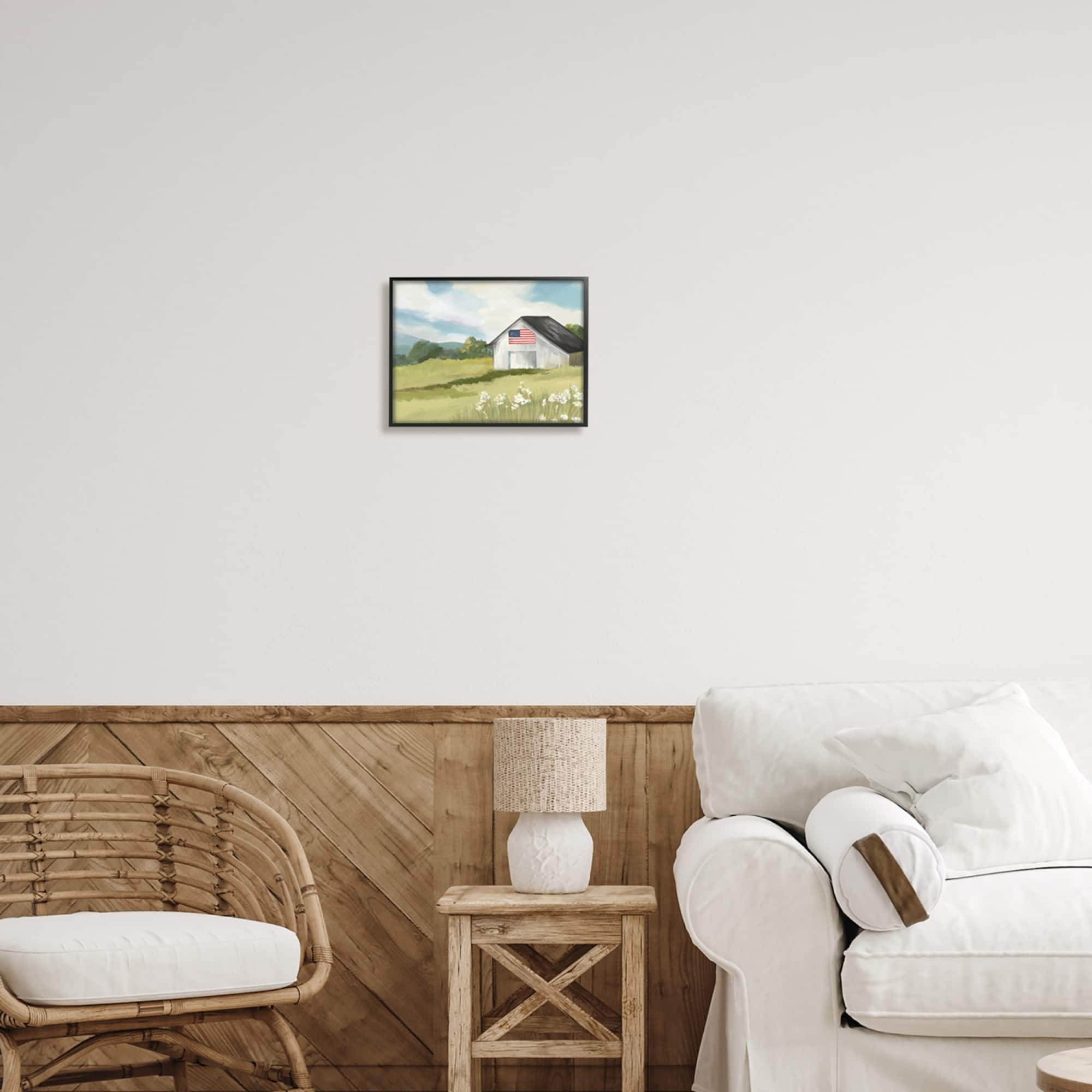 Stupell Industries American Flag on Barn Framed Giclee Art